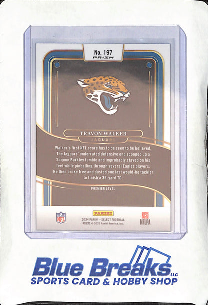 2024 Panini Select - Travon Walker - Premier Level Zebra Shock - Jacksonville Jaguars - Football - #197