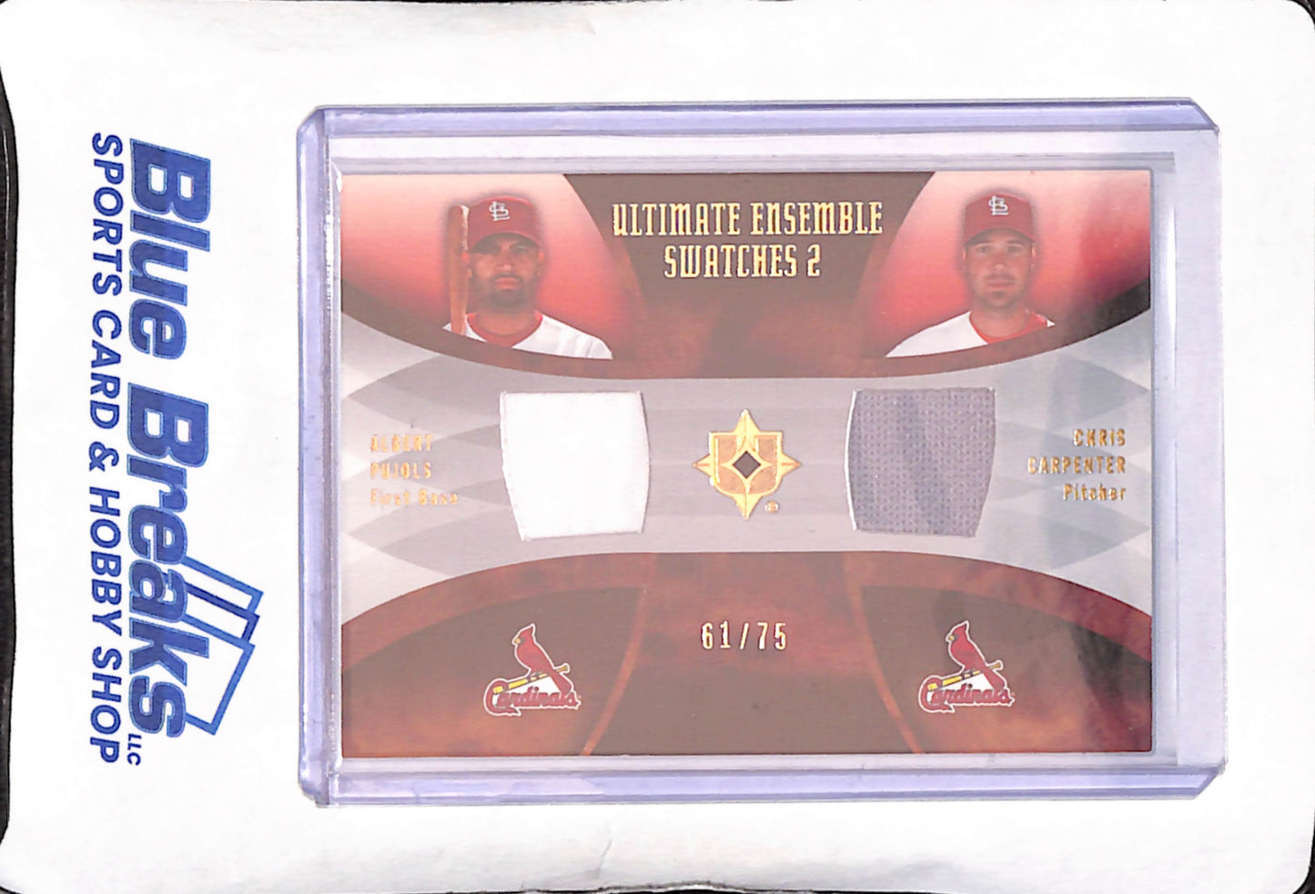 2007 Upper Deck Ultimate Collection - Albert Pujols - Chris Carpenter - Ultimate Ensemble Swatches 2 - Dual Relic 61/75 - St Louis Cardinals - Baseball - #ES-PC