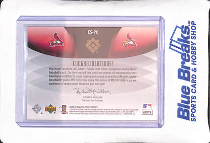 2007 Upper Deck Ultimate Collection - Albert Pujols - Chris Carpenter - Ultimate Ensemble Swatches 2 - Dual Relic 61/75 - St Louis Cardinals - Baseball - #ES-PC