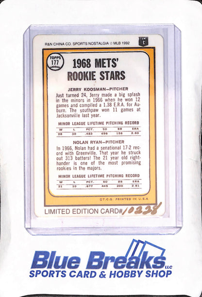 Topps World's Thinnest Porcelain Baseball Card - Nolan Ryan - Jerry Koosman - 1968 Mets' Rookie Stars - New York Mets - reprint - Baseball - #177
