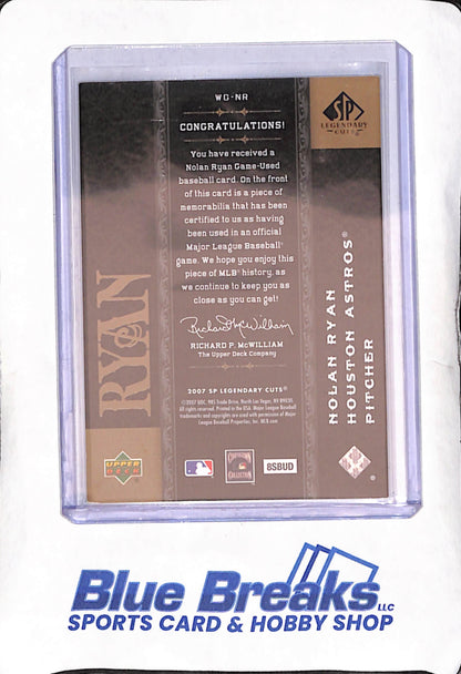 2017 Upper Deck Legendary Cuts - Nolan Ryan - When It Was A Game Relic - Houston Astros - Baseball - #WG-NR
