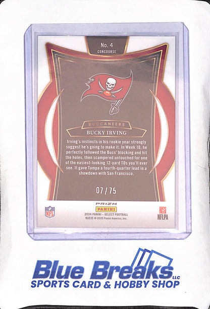 2024 Panini Select - Bucky Irving - Jersey Match Purple Refractor - RC - 7/75 - Tampa Bay Buccaneers - Football - #4