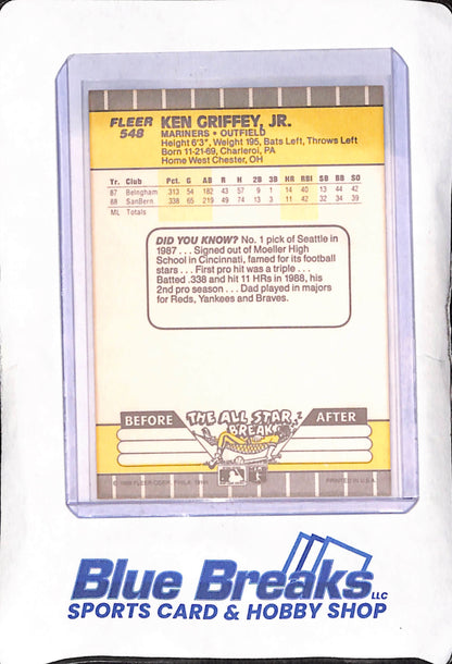 1989 Fleer - Ken Griffey Jr - RC - Seattle Mariners - Baseball - #548