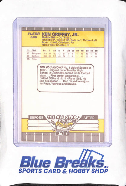 1989 Fleer - Ken Griffey Jr - RC - Seattle Mariners - Baseball - #548