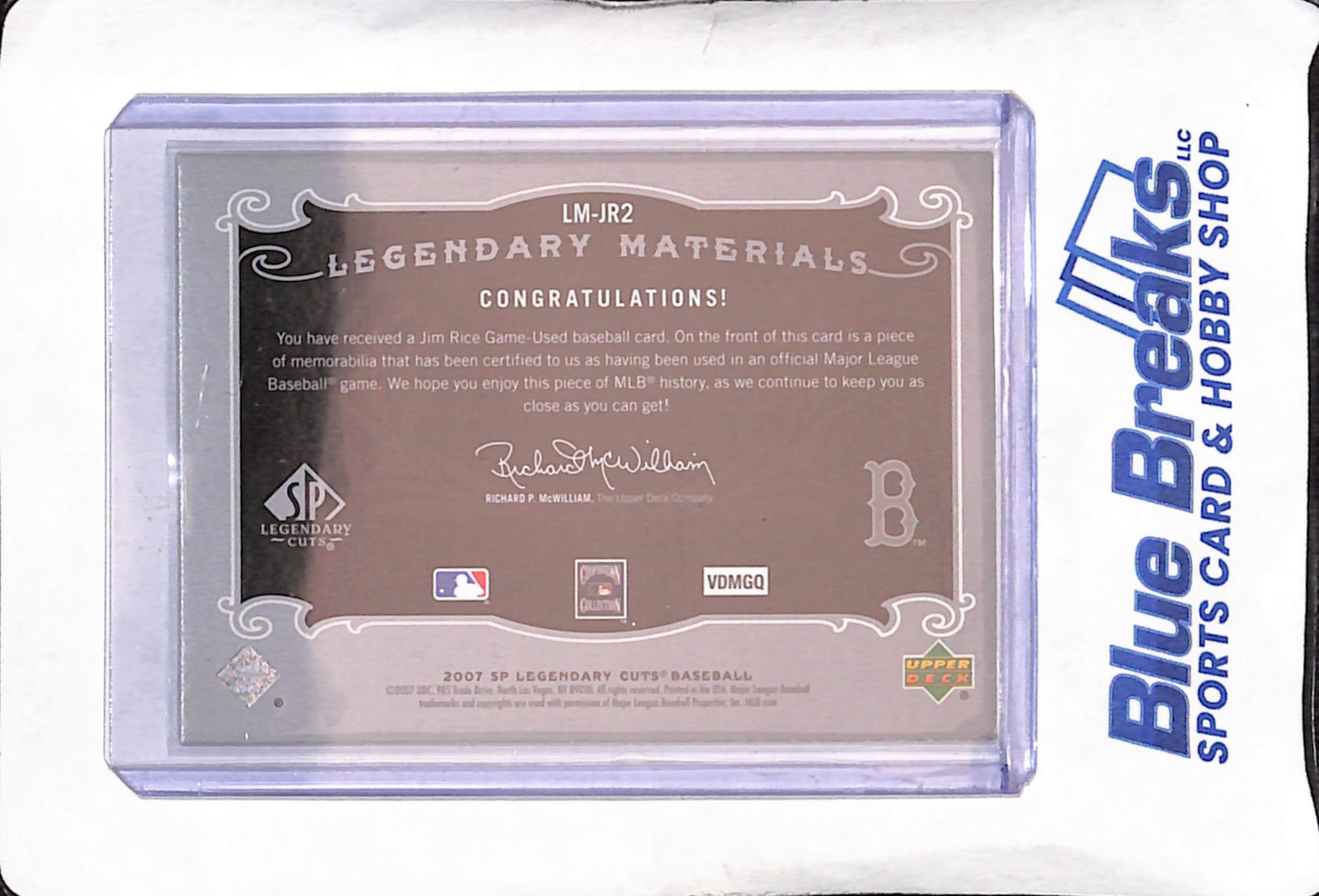 2007 SP Legendary Cuts - Jim Rice - Legendary Materials Quad Relic - 101/125 - Boston Red Sox - Baseball - #LM-JR2