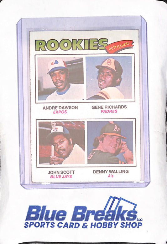 1977 Topps Chewing Gum- Andre Dawson - Gene Richards - John Scott - Denny Walling - Rookies Outfielders - Montreal Expos - San Diego Padres- Toronto Blue Jays - Oakland Athletics - Baseball - #473