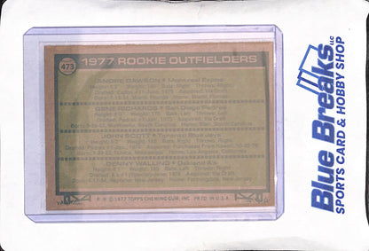 1977 Topps Chewing Gum- Andre Dawson - Gene Richards - John Scott - Denny Walling - Rookies Outfielders - Montreal Expos - San Diego Padres- Toronto Blue Jays - Oakland Athletics - Baseball - #473