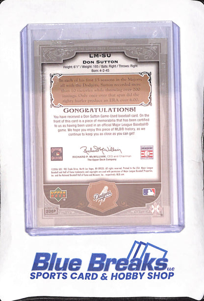 2006 Upper Deck SP Legendary Cuts - Don Sutton - Legendary Materials  Relic - 98/199 - Los Angeles Dodgers - Baseball - #LM-SU
