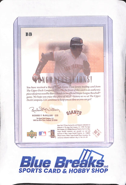 2001 Upper Deck SP Game Used - Barry Bonds - Authentic Fabric - Relic - San Francisco Giants - Baseball - #BB