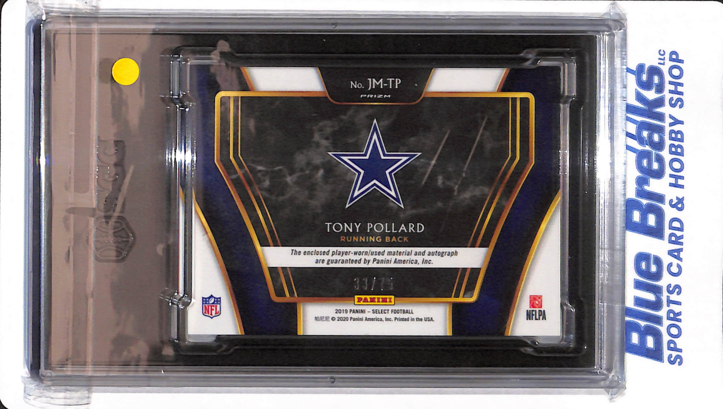 2019 Panini Select - Tony Pollard - # JM-TP - SGC 8.5 - Dallas Cowboys - Football - Autographed - Relic - 33/75