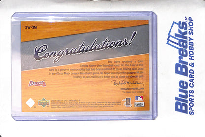 2007 Upper Deck - Sweet Spot - Sweet Swatch - John Smoltz - #SW-SM - baseball - Braves