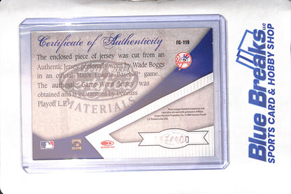2004 Donruss - Leaf Certified - Fabric of the Game - Wade Boggs - #FG-119 - baseball - Yankees