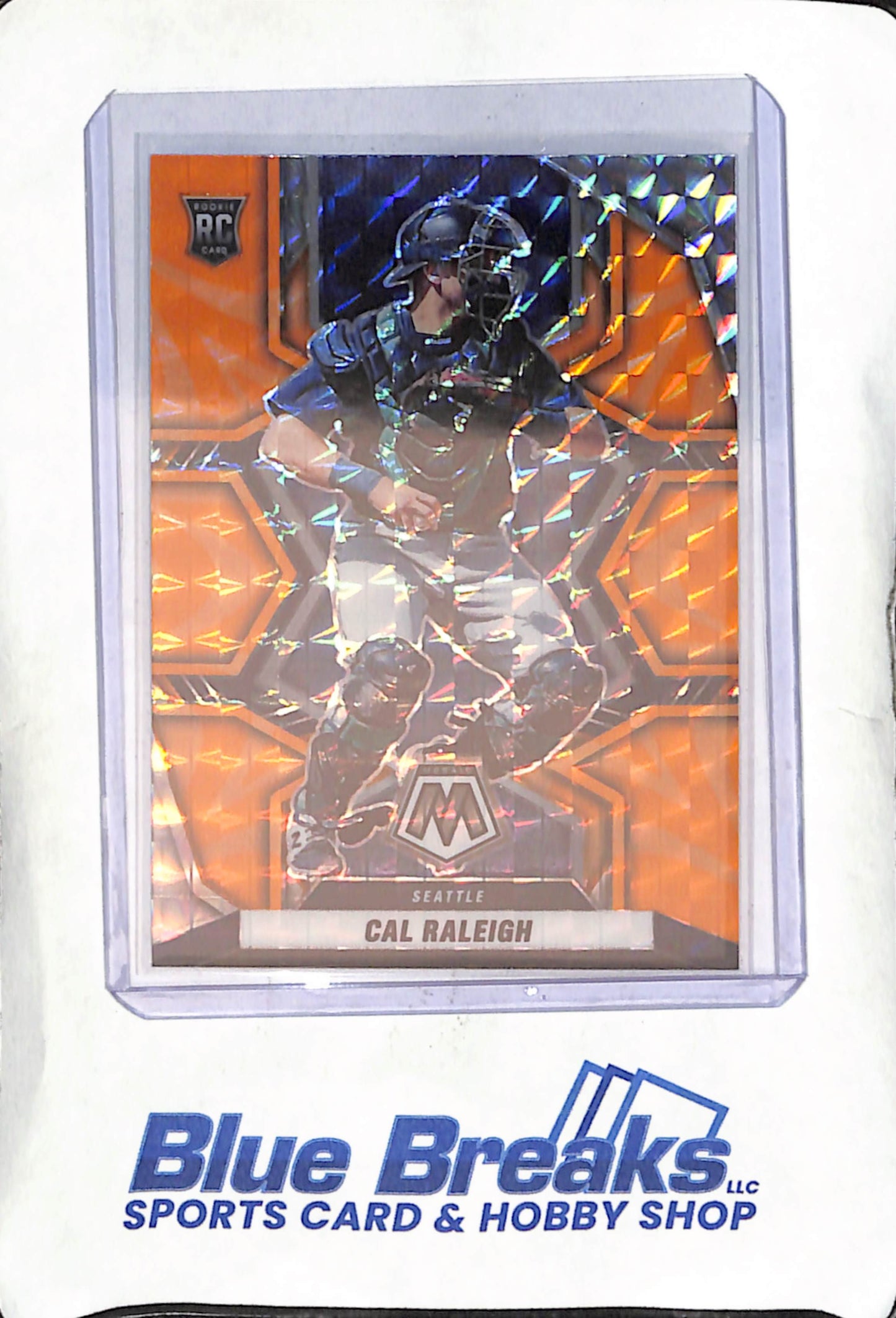 2022 Panini - Mosaic - Prizm - orange reactive - Cal Raleigh - RC - #242 - baseball - Mariners