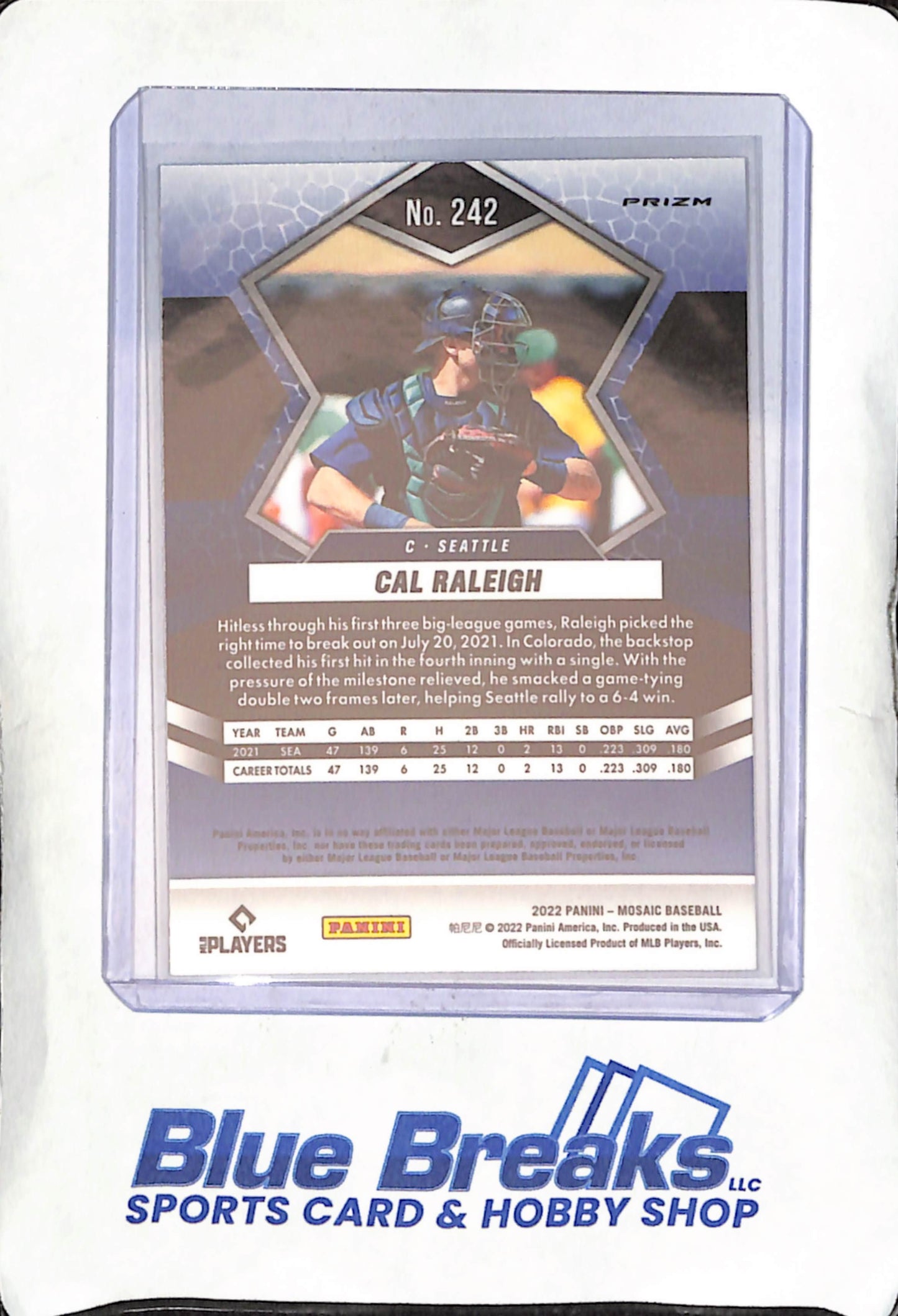 2022 Panini - Mosaic - Prizm - orange reactive - Cal Raleigh - RC - #242 - baseball - Mariners
