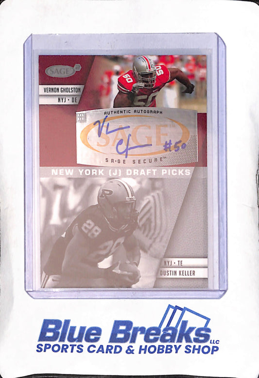 2008 Sage - Draft Picks - Vernon Gholston - Dustin Keller - auto - #A-84A - football - Jets