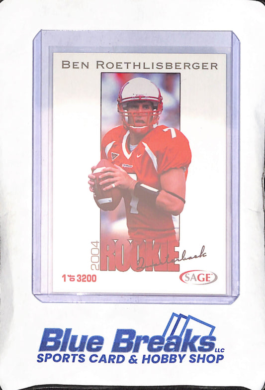 2004 Sage - Rookie Quarterback - Ben Roethlisberger - 1 of 3200 - #35 - football - Steelers