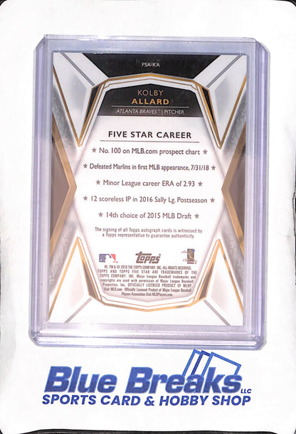 2019 Topps - Five Star - Kolby Allard - auto - RC - #FSA-KA - baseball - Braves