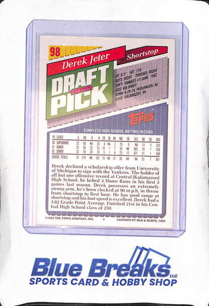 1993 Topps - 1992 draft pick - Derek Jeter - #98 - baseball - Yankees