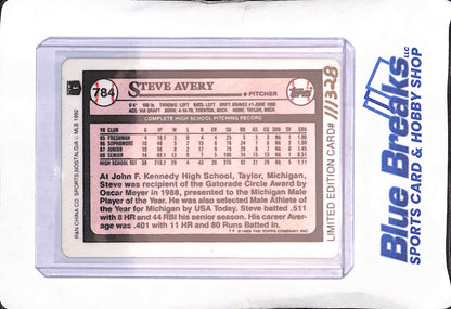 1992 R & N Sports Nostalgia - Topps - Steve Avery - ceramic - limited /111328 - #784 - baseball - Braves