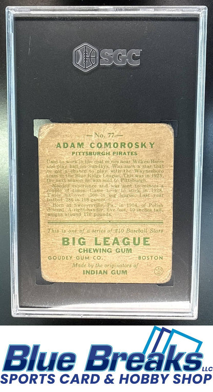 1933 Goudey R319 Adam Comorosky [RC] #77 RC SGC 1 Pittsburgh Pirates