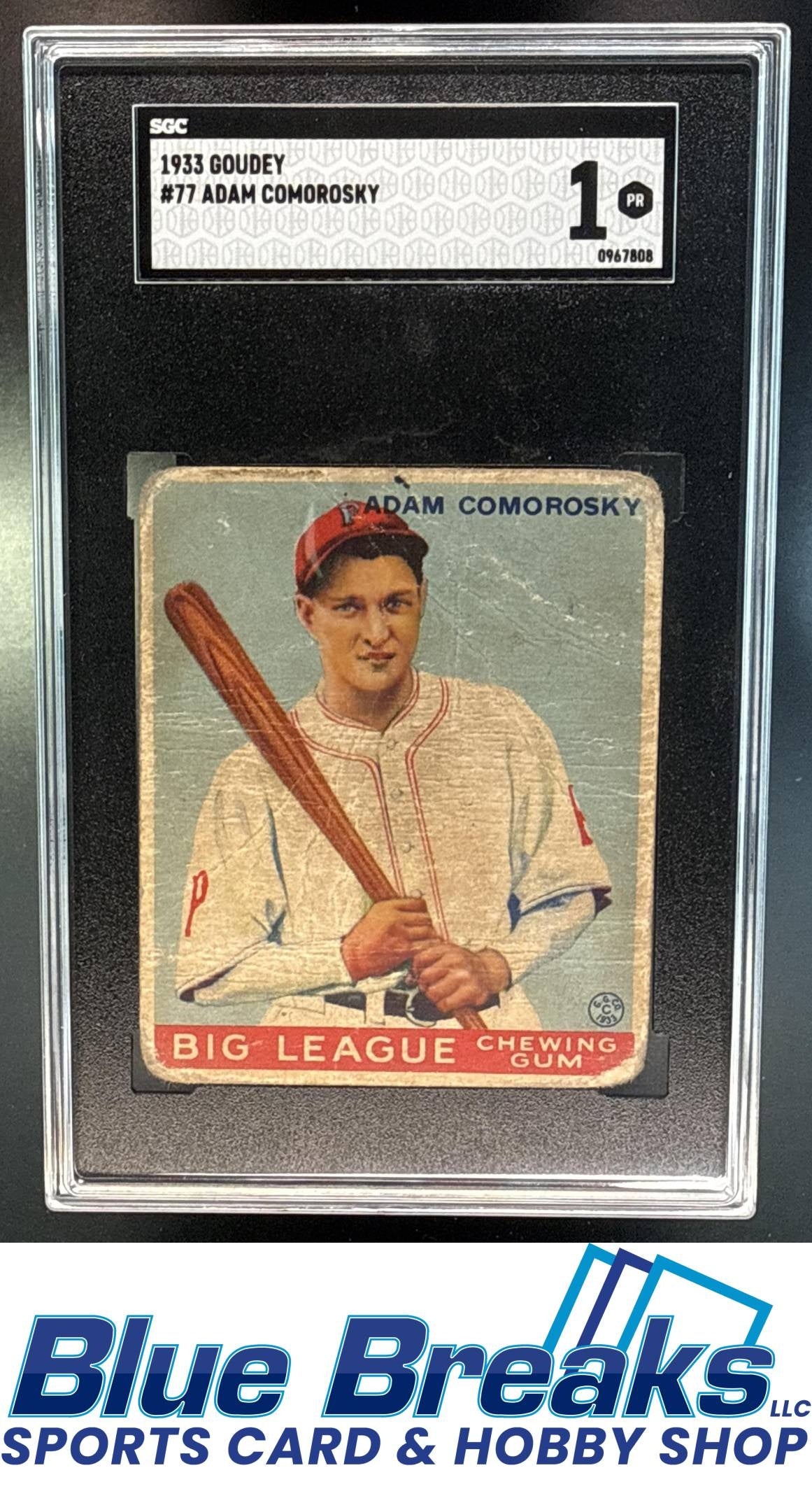 1933 Goudey R319 Adam Comorosky [RC] #77 RC SGC 1 Pittsburgh Pirates