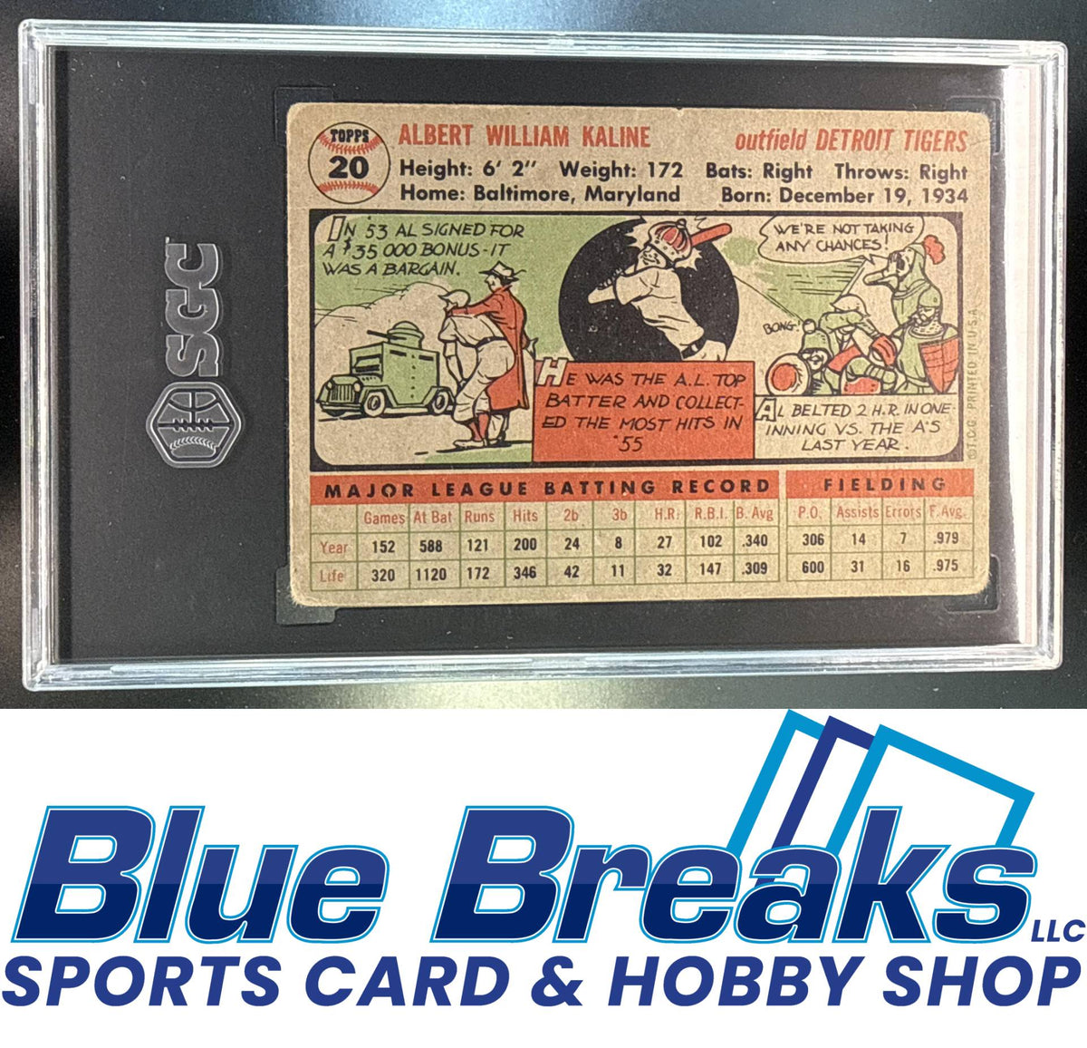 1956 Topps - Al Kaline #20 grey back SGC 2 Detroit Tigers