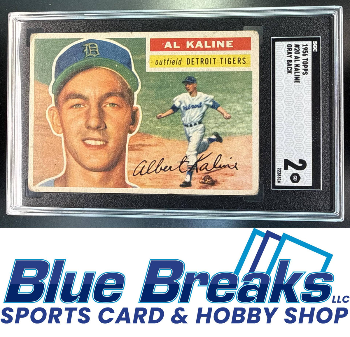 1956 Topps - Al Kaline #20 grey back SGC 2 Detroit Tigers