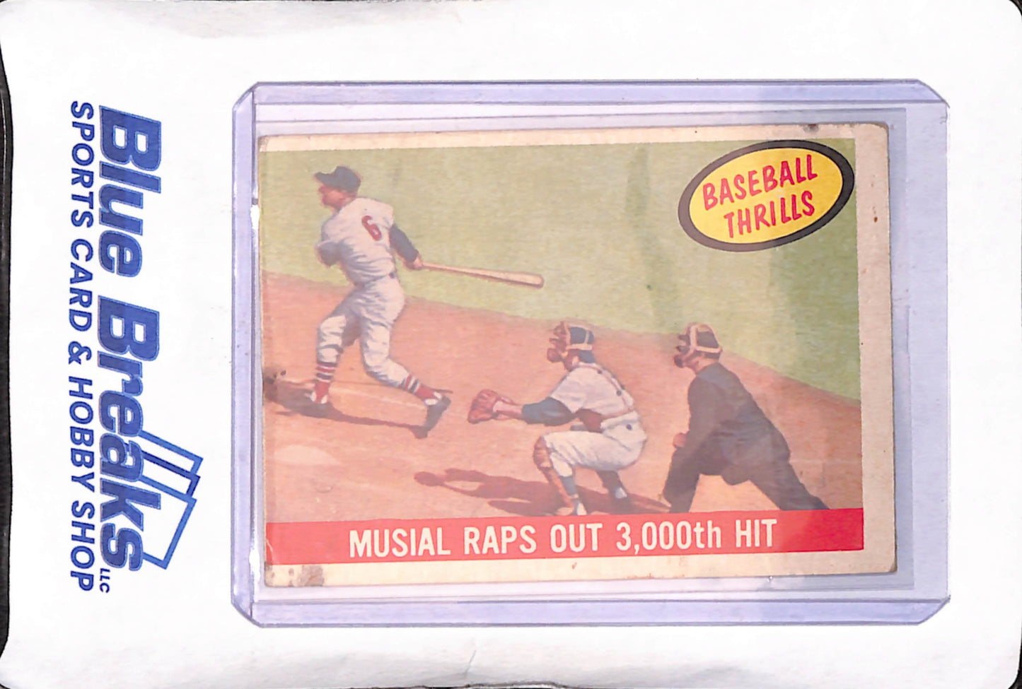 1959 Topps - Stan Musial - Baseball Thrills - Musial Raps Out 3000th Hit -  St Louis Cardinals - #470