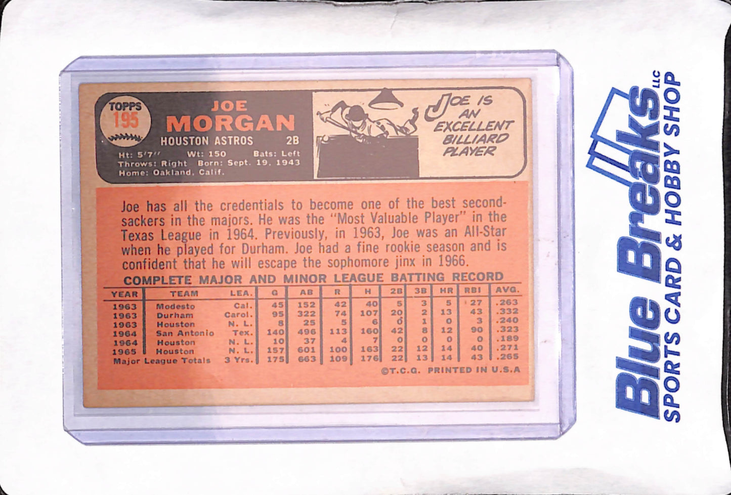 1966 Topps - Joe Morgan - Houston Astros - #195