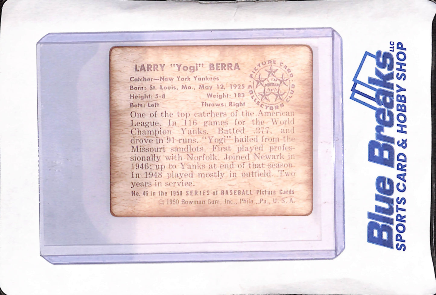 1950 Bowman - Larry "Yogi" Berra - New York Yankees - Baseball - #46