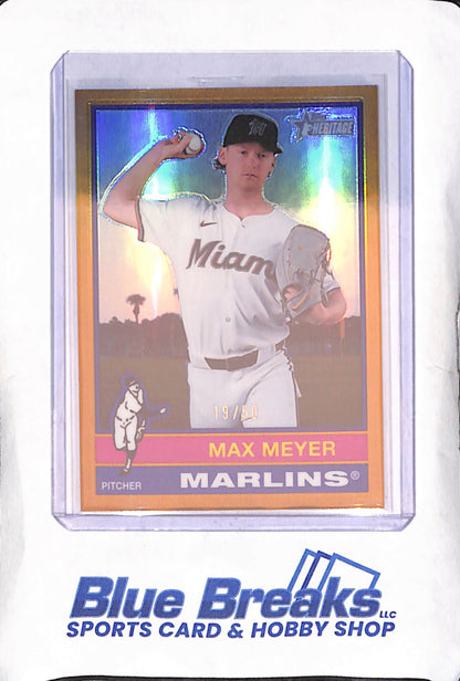 2025 Topps Heritage - Max Meyer - Gold Chrome - 19/50 - Miami Marlins - Baseball - #144