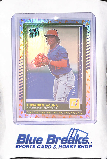 2025 Panini Donruss - Luisangel Acuna - Fire Emoji Rated Rookie - 4/75 - New York Mets - Baseball - #1
