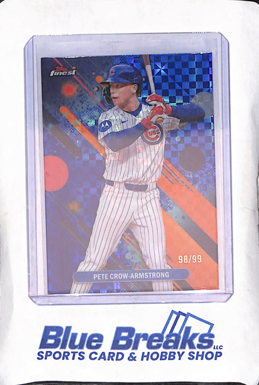 2025 Topps Finest - Pete Crow-Armstrong - Common Blue Checkerboard - 98/99 - Chicago Cubs - Baseball - #47