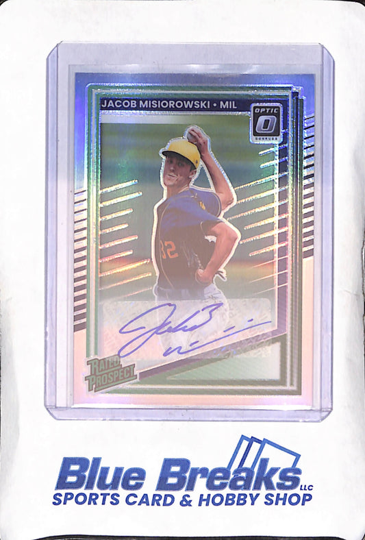 2025 Panini Donruss Optic - Jacob Misiorowski - Rated Prospect Autograph - Milwaukee Brewers - Baseball - #128