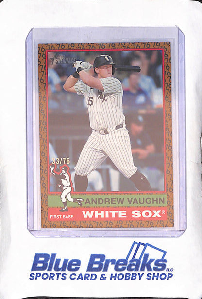 2025 Topps Heritage - Andrew Vaughn - '76 Border - 33/76 - New York Yankees - Baseball - #413