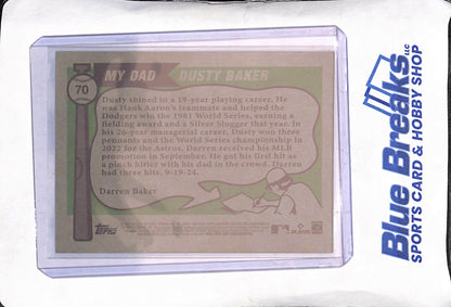 2025 Topps Heritage - My Dad Dusty Baker - Darren Baker - Green Chrome - 63/99 - Washington Nationals - Baseball - #70