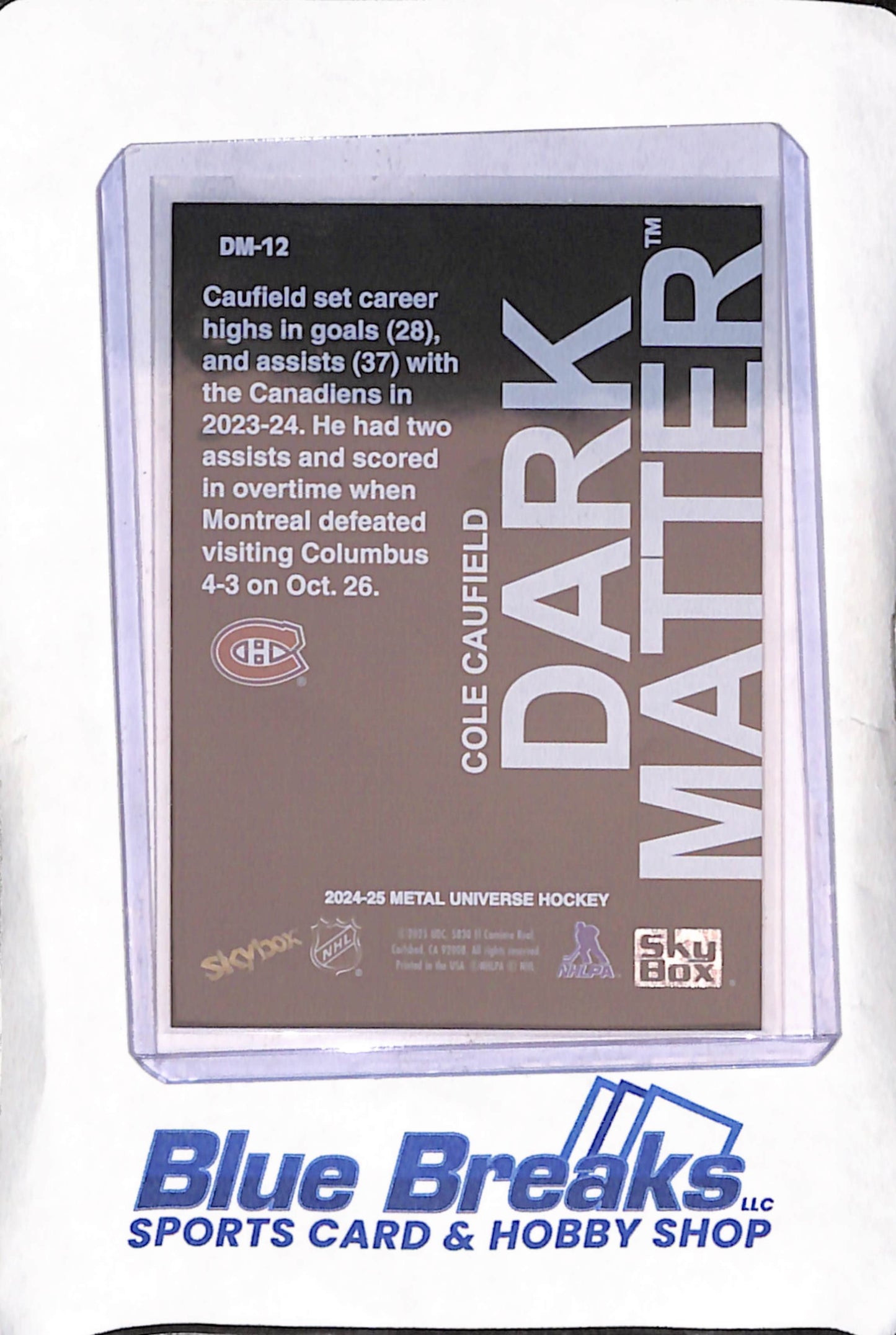 2024-25 Upper Deck Sky Box Metal Universe - Cole Caufield - Dark Matter - Montreal Canadiens - Hockey - #DM-12