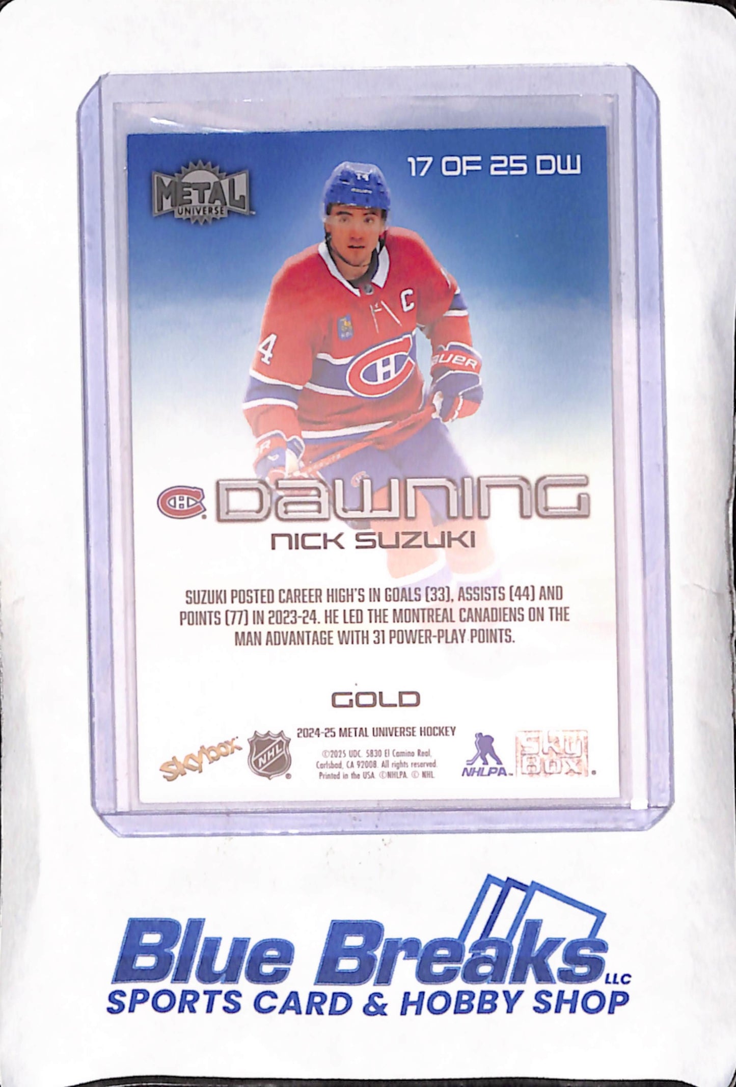 2024-25 Upper Deck Sky Box Metal Universe - Nick Suzuki - Gold Dawning - 48/50 - Montreal Canadiens - Hockey - #17 of 25 DW