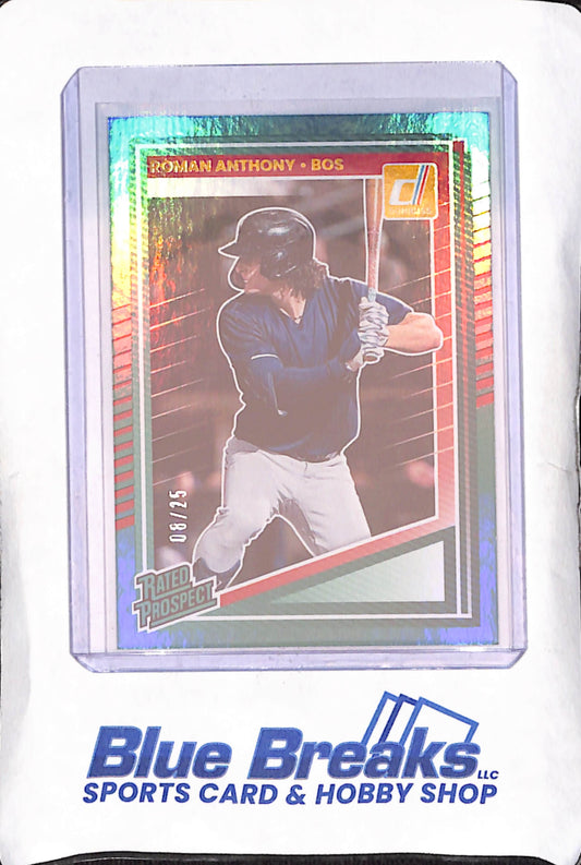 2025 Panini Donruss - Roman Anthony - Teal Foil Rated Prospect - 8/25 - Boston Red Sox - Baseball - #155