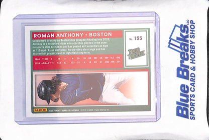 2025 Panini Donruss - Roman Anthony - Teal Foil Rated Prospect - 8/25 - Boston Red Sox - Baseball - #155