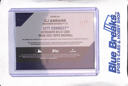 2025 Topps - CJ Abrams - City Connect Autograph Relic - Washington Nationals - Baseball - #CCAR-CA