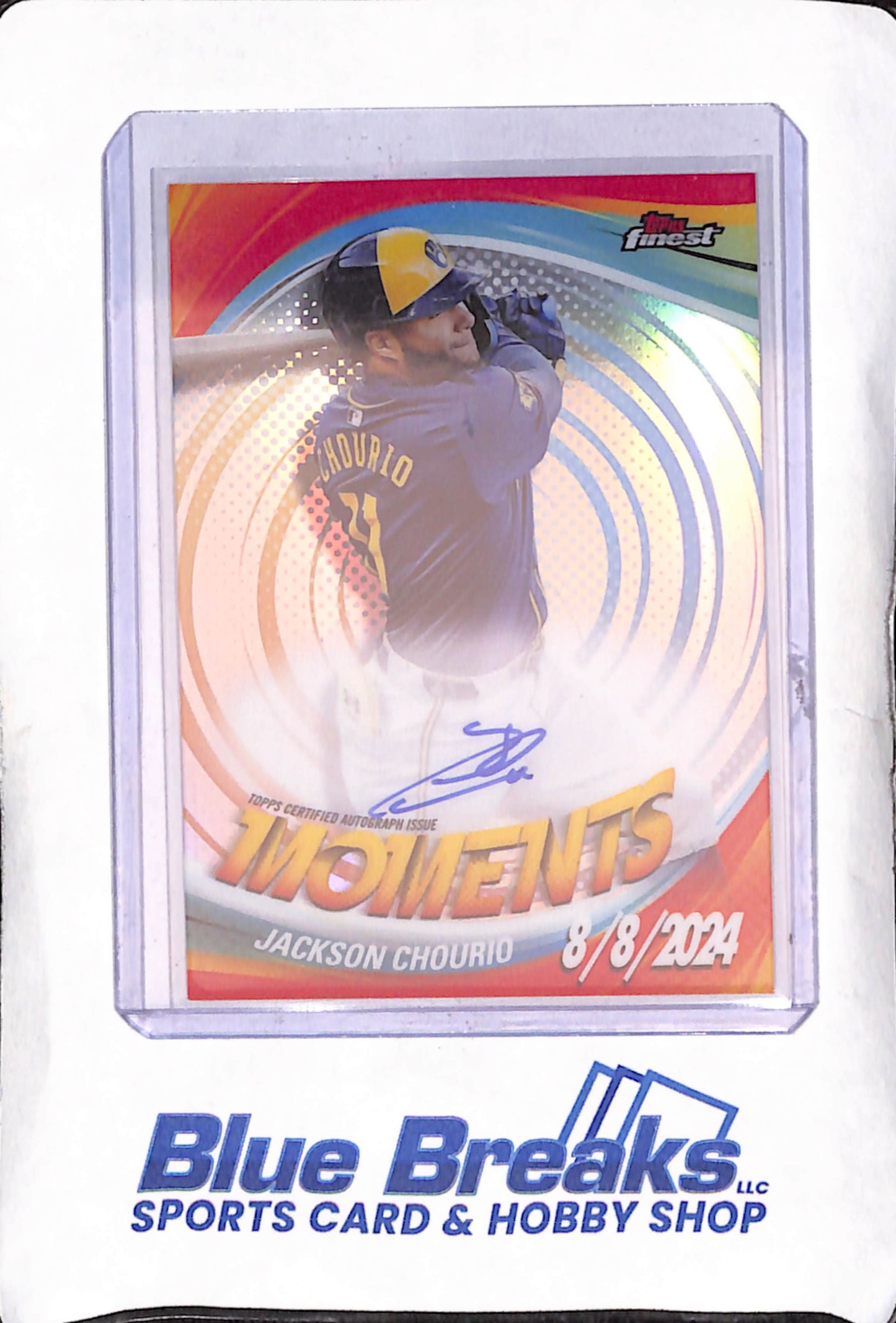 2025 Topps Finest - Jackson Chourio - Moments Autograph - 8/8/2024 - Milwaukee Brewers - Baseball - #FMA-JCH