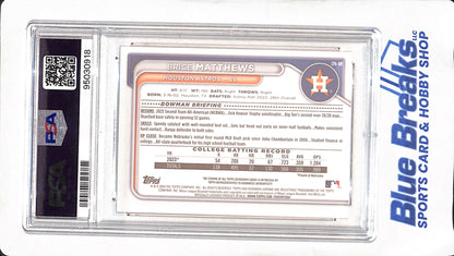 2024 Bowman Chrome - Brice Matthew - 1st Bowman Prospect Autograph - PSA 10 - Houston Astros - Baseball - #CPABM