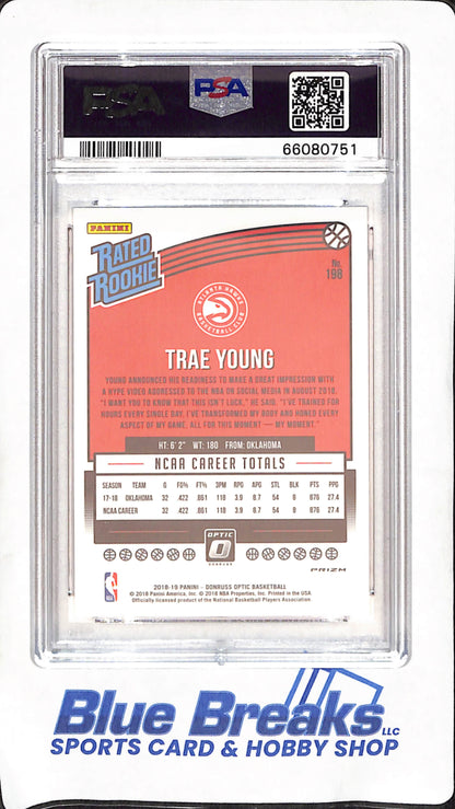 2018 Panini Donruss Optic - Trae Young - Shock Rated Rookie - PSA 9 - Atlanta Hawks - Basketball - #198