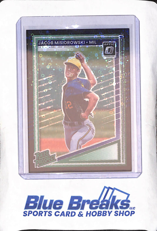 2025 Panini Donruss Optic - Jacob Misiorowski - Black Disco Rated Prospect - Milwaukee Brewers - Baseball - #128