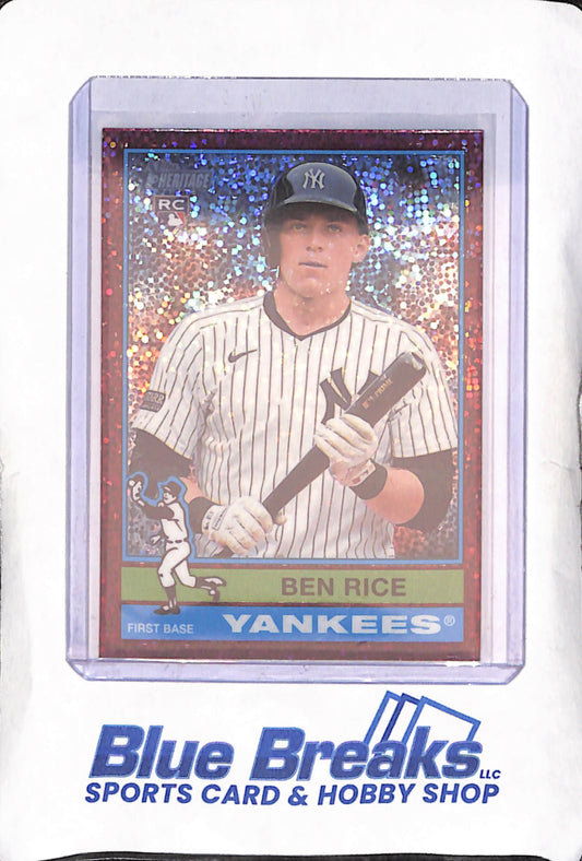 2025 Topps Heritage - Ben Rice - Pink Sparkle Chrome Refractor - RC - New York Yankees - Baseball - #406