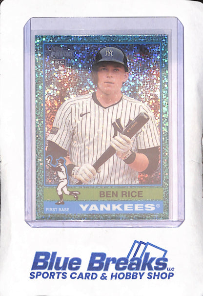 2025 Topps Heritage - Ben Rice - Aqua Sparkle Chrome Refractor - RC - New York Yankees - Baseball - #406
