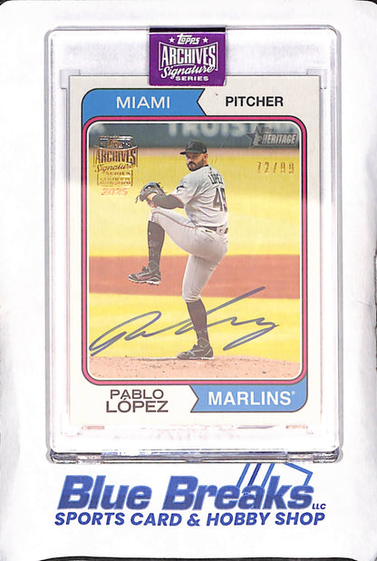 2025 Topps Archives Signature Series - Pablo Lopez - Autograph - 72/99 - Miami Marlins - Baseball - #341