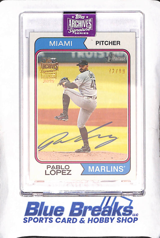 2025 Topps Archives Signature Series - Pablo Lopez - Autograph - 72/99 - Miami Marlins - Baseball - #341