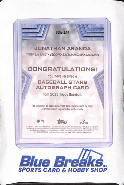 2023 Topps - Jonathan Aranda - Baseball Stars Autograph RC - Tampa Bay Rays - Baseball - #BSA-JAR